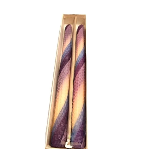 NWOT MULTICOLORED HANDMADE BEESWAX CANDLES - Picture 1 of 1